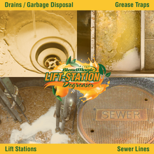 Load image into Gallery viewer, Blendmagic Lift Station Degreaser Extracted from Orange Peels is safe for drains, toilets, sewers lines and grease traps.
